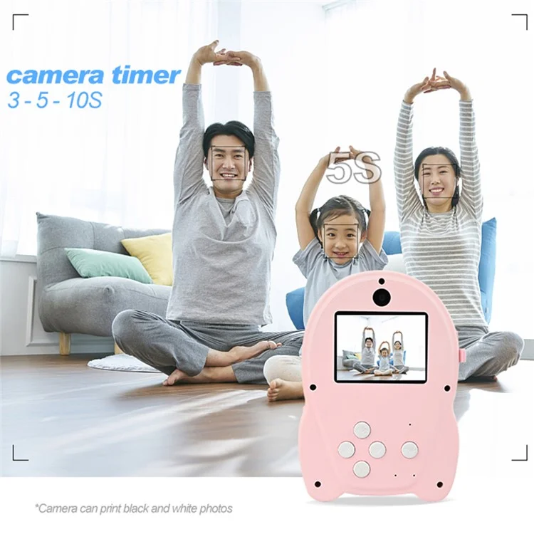 KDC-0013A Kids Toy 2.4 inch Screen Camera Instant Photo Printer with 32G TF Card+Card Reader - Yellow