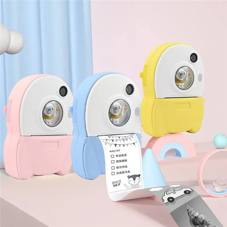 KDC-0013A Kids Toy 2.4 inch Screen Camera Instant Photo Printer with 32G TF Card+Card Reader - Yellow
