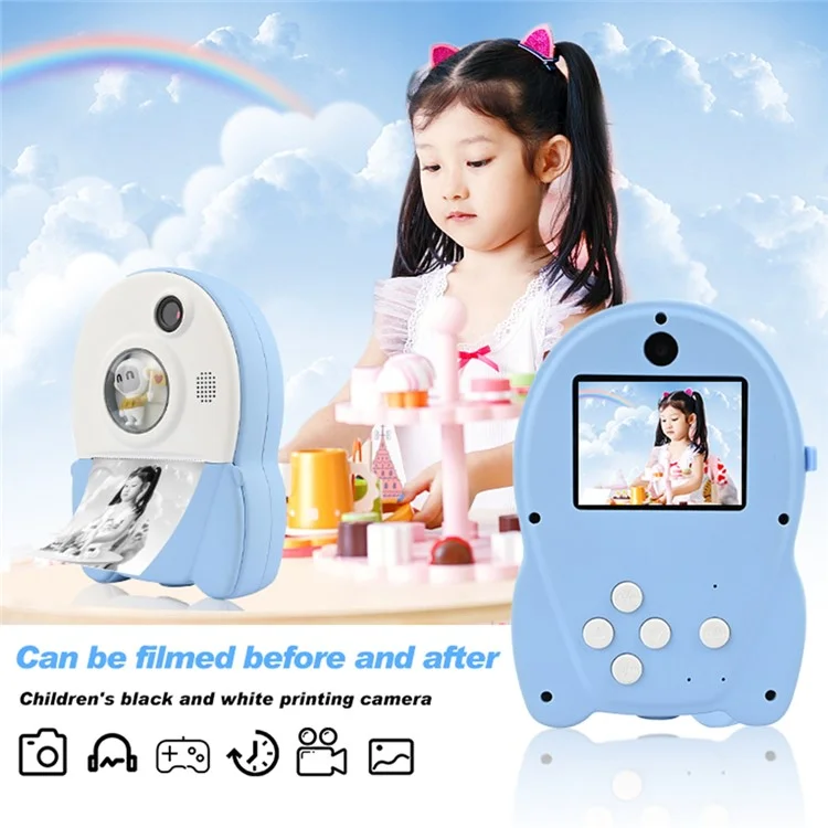 KDC-0013A Kids Toy 2.4 inch Screen Camera Instant Photo Printer with 32G TF Card+Card Reader - Yellow