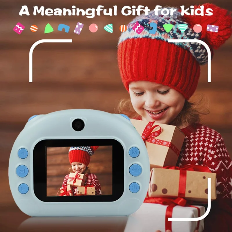 KDC-0013B 2.4 inch Screen HD Kids Instant Camera Dual Lens Thermal Printing Camera Toy - Blue