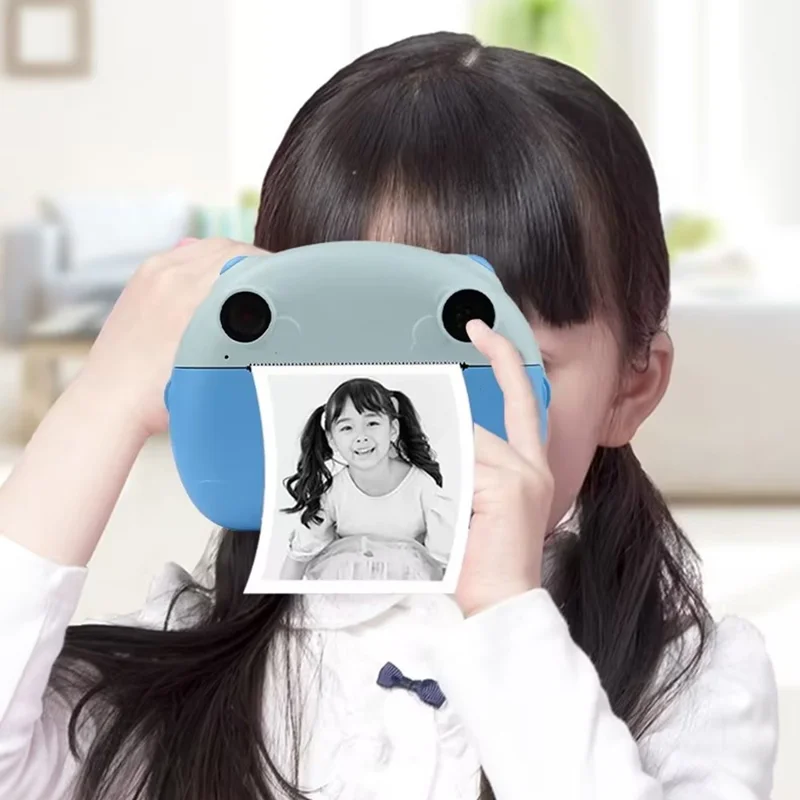 KDC-0013B 2.4 inch Screen HD Kids Instant Camera Dual Lens Thermal Printing Camera Toy - Blue
