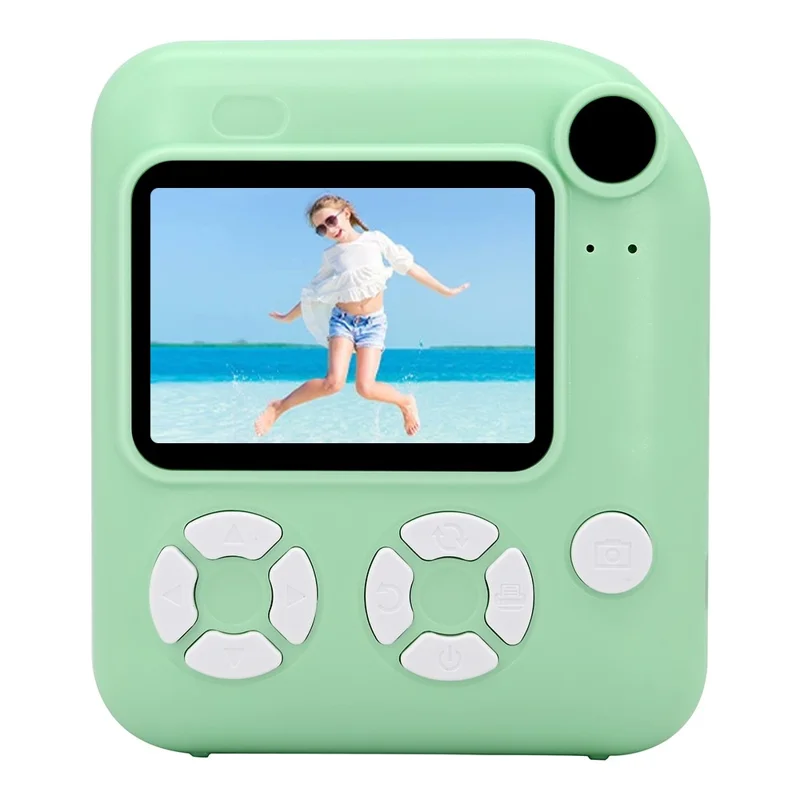 KDC-0013E HD 2.4 inch Screen Kids Camera Thermal Inkless Photo Printer with 32G TF Card+Card Reader - Green