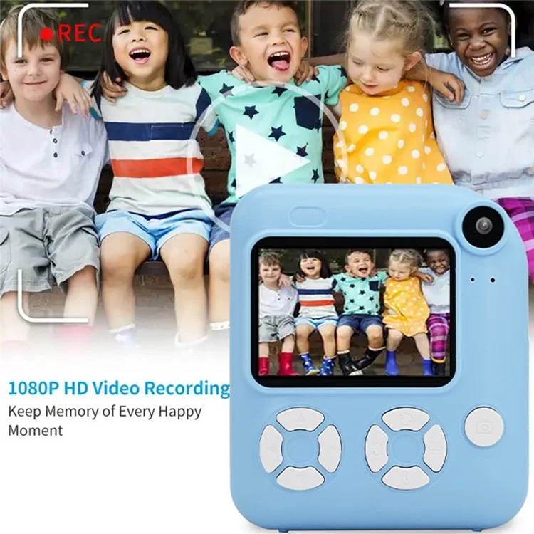 KDC-0013E 2.4-inch Screen Dual Lens Kids Instant Camera Photo Thermal Printing Camera Toy - Blue