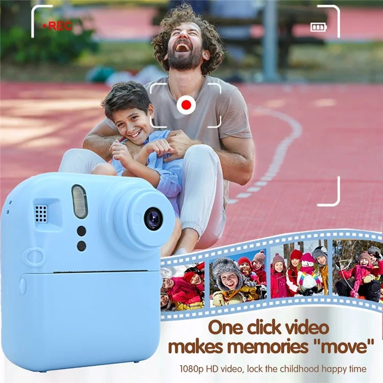 KDC-0013E 2.4-inch Screen Dual Lens Kids Instant Camera Photo Thermal Printing Camera Toy - Blue