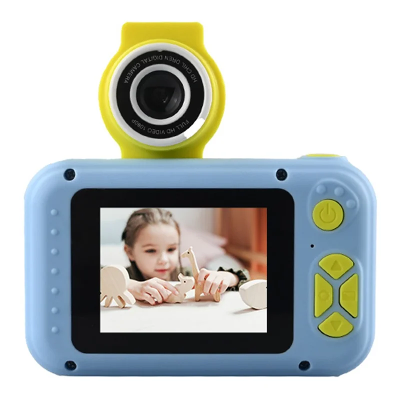 KDC-0025 2.0 Inch Screen Mini Kids Camera 180 Degree Flip Lens Video Recorder, with 32G TF Card + Card Reader - Blue