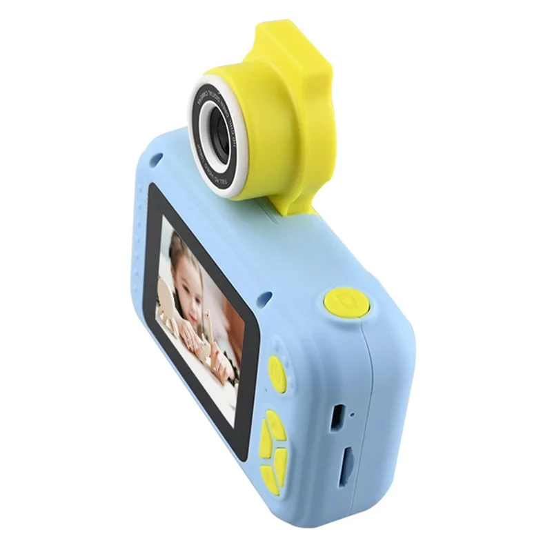 KDC-0025 2.0 Inch Screen Mini Kids Camera 180 Degree Flip Lens Video Recorder, with 32G TF Card + Card Reader - Blue
