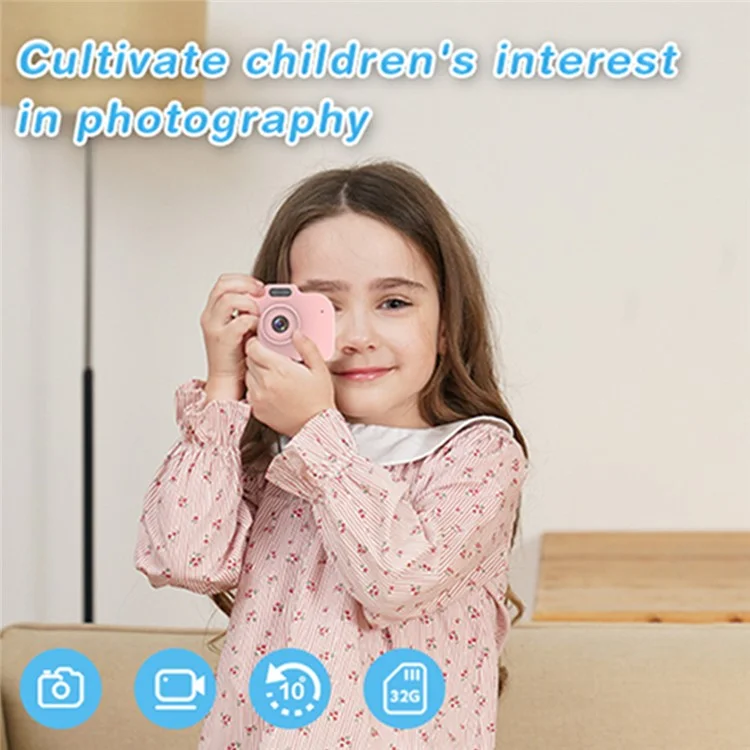 KDC-0025A 2.0 Zoll Bildschirm HD Kids Camera Toy Dual Lens Digitalkamera Videorekorder - Pink