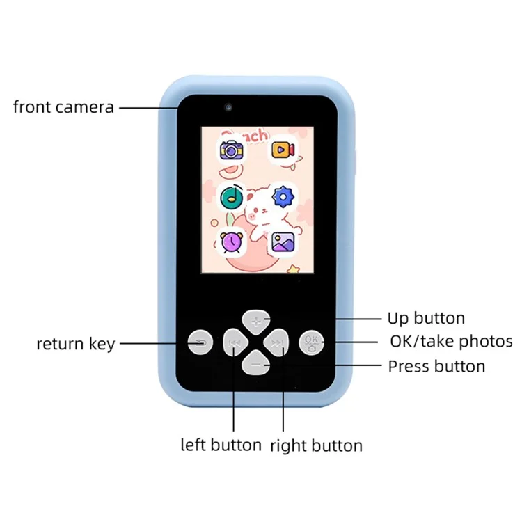 KDC-0027A 2.4 inch Screen Kid's Phone Toy Digital Camera Children Educational Toy (32G TF Card+Card Reader) - Blue