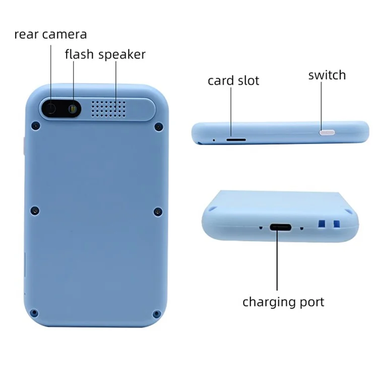 KDC-0027A 2.4 inch Screen Kid's Phone Toy Digital Camera Children Educational Toy (32G TF Card+Card Reader) - Blue
