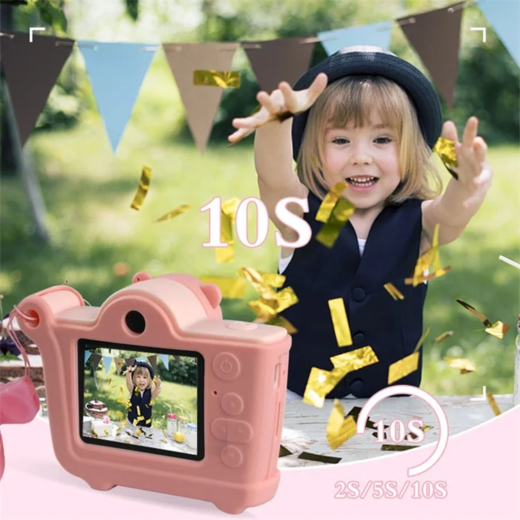 KDC-0026A 2 inch Screen Kid's Educational Camera Children Video Camera Toy - Pink
