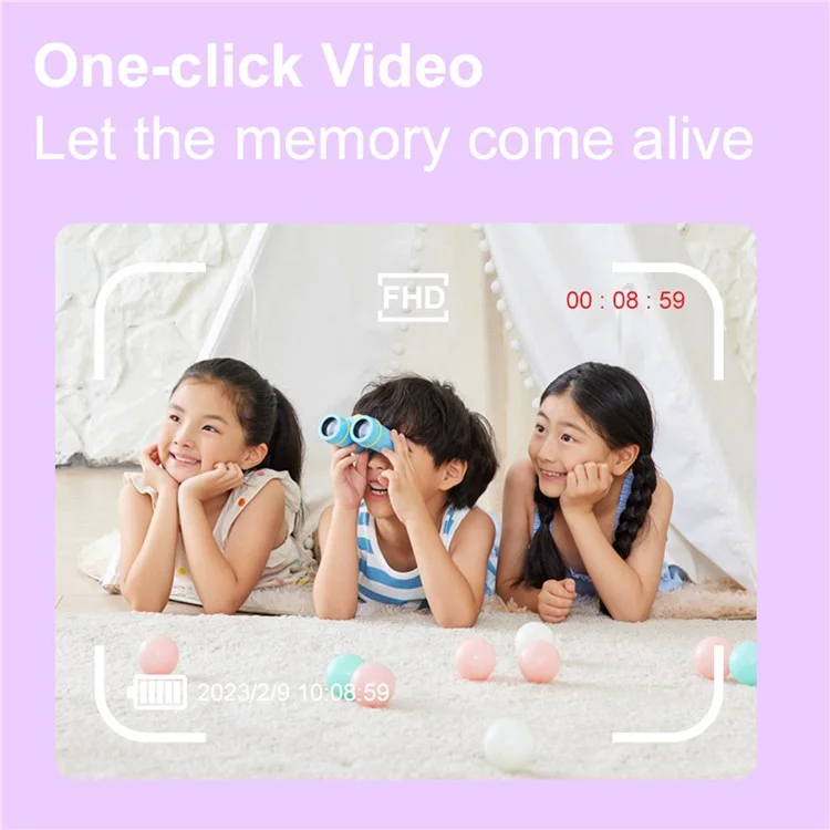 X12 Mini Camera Toy HD Dual Lens Video Recorder for Children Gift (with 32G Memory Card + Card Reader) - Pink+Yellow Deer