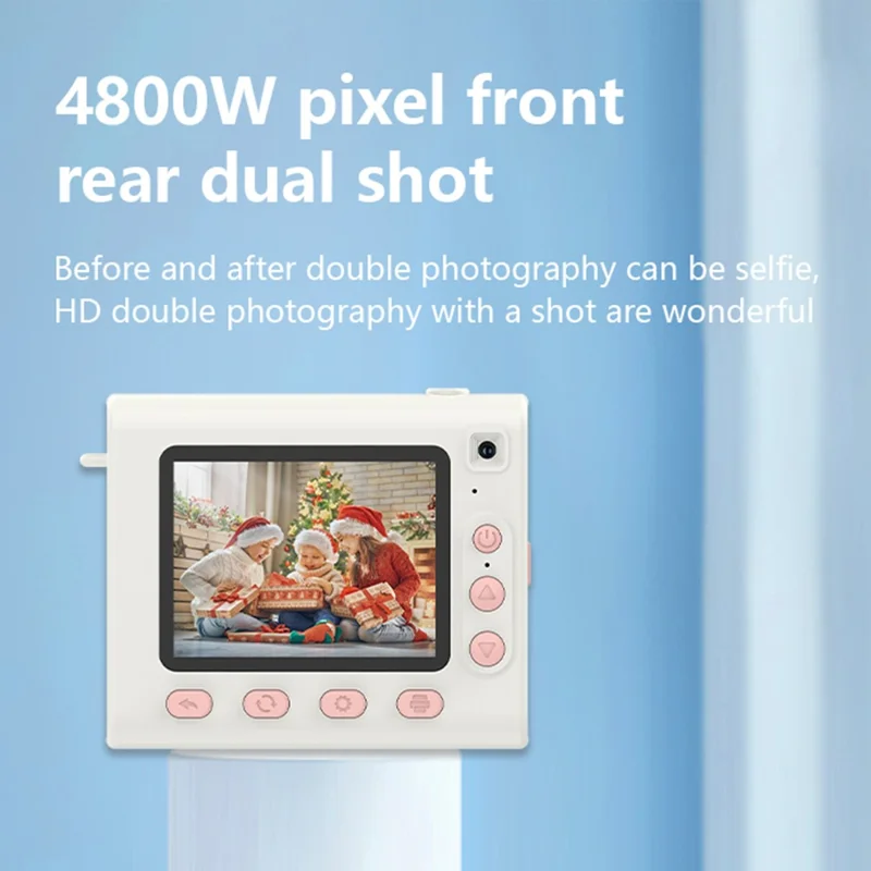 P4 2.8-Inch Kids Instant Print Camera Built-In Games MP3 Player HD Dual Lens Video Recorder - Pink