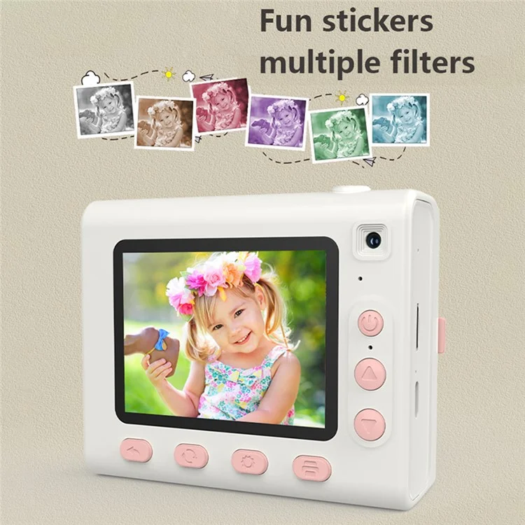 Appareil photo instantané pour enfants P4 2,8 pouces avec jeux intégrés, lecteur MP3, enregistreur vidéo HD à double objectif - Bleu