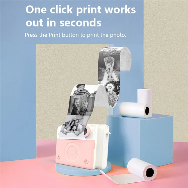 Appareil photo instantané pour enfants P4 2,8 pouces avec jeux intégrés, lecteur MP3, enregistreur vidéo HD à double objectif - Bleu