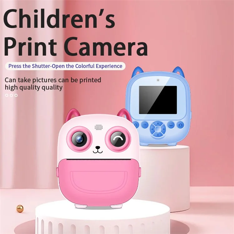 S5 2.4-Inch HD Dual Lens Cartoon Kids Instant Print Camera MP3 Player Video Recorder, with 32G Memory Card + Card Reader - Blue