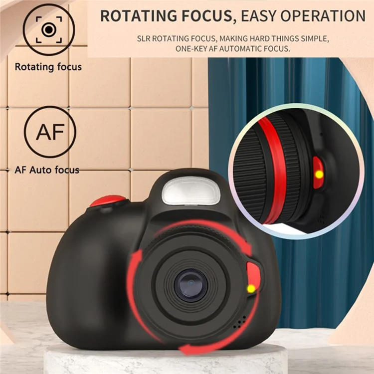 D6S Videocamera da 2,4 pollici con schermo IPS, doppio obiettivo, per bambini (con scheda TF da 32 GB + lettore di schede) - Giallo