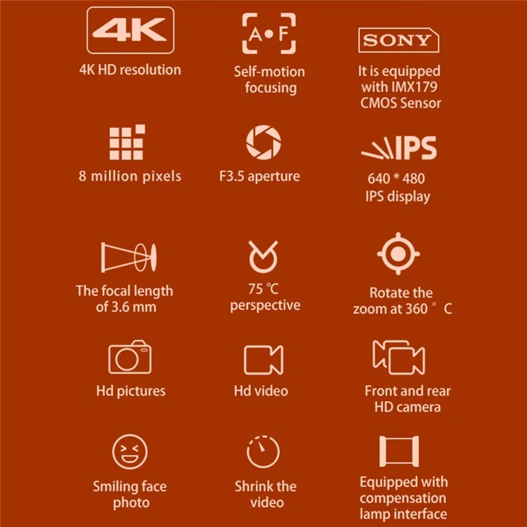 D6PRO Câmera Digital Zoom Dupla Lente 2.4 Polegadas 4K Gravador de Vídeo (Com Cartão TF de 32G + Leitor de Cartão)