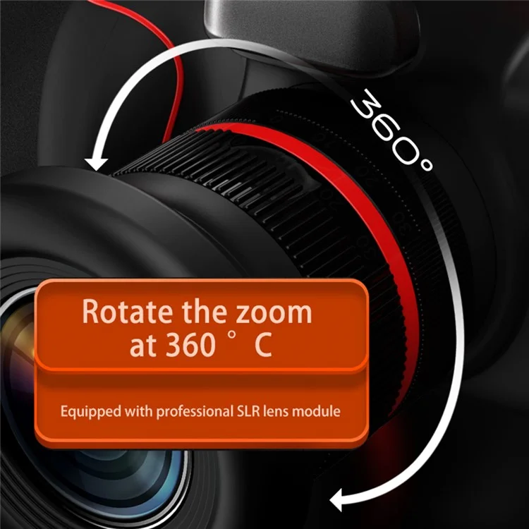 D6PRO Câmera Digital Zoom Dupla Lente 2.4 Polegadas 4K Gravador de Vídeo (Com Cartão TF de 32G + Leitor de Cartão)