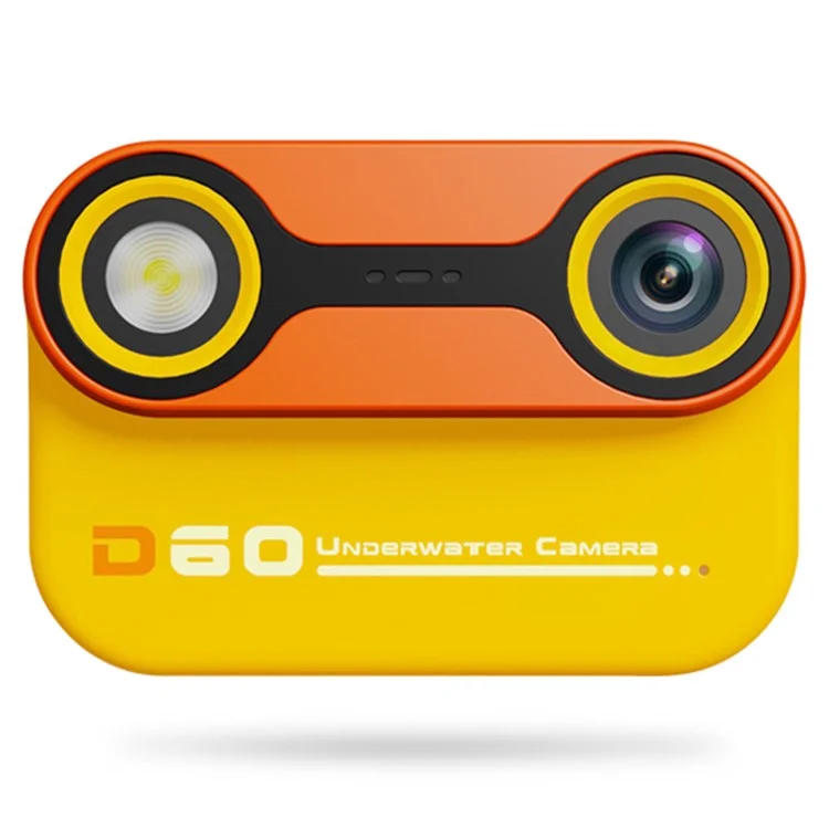 Cámara para niños D60 3m Underwater 2.4-Inch IPS Screen Dual Lens con linterna LED y botón SOS, sin trípode - Marrón