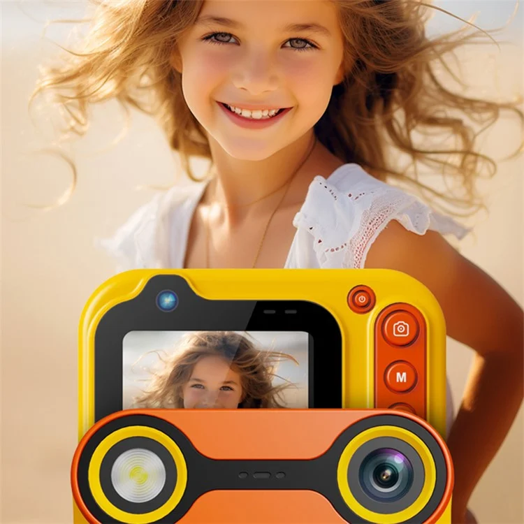 Cámara para niños D60 3m Underwater 2.4-Inch IPS Screen Dual Lens con linterna LED y botón SOS, sin trípode - Marrón