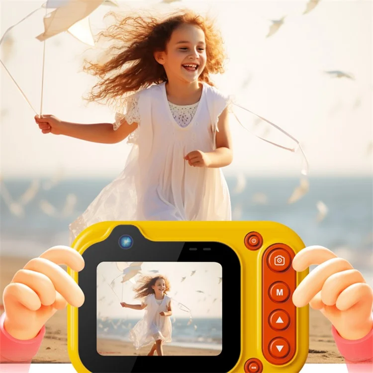 Cámara para niños D60 3m Underwater 2.4-Inch IPS Screen Dual Lens con linterna LED y botón SOS, sin trípode - Marrón