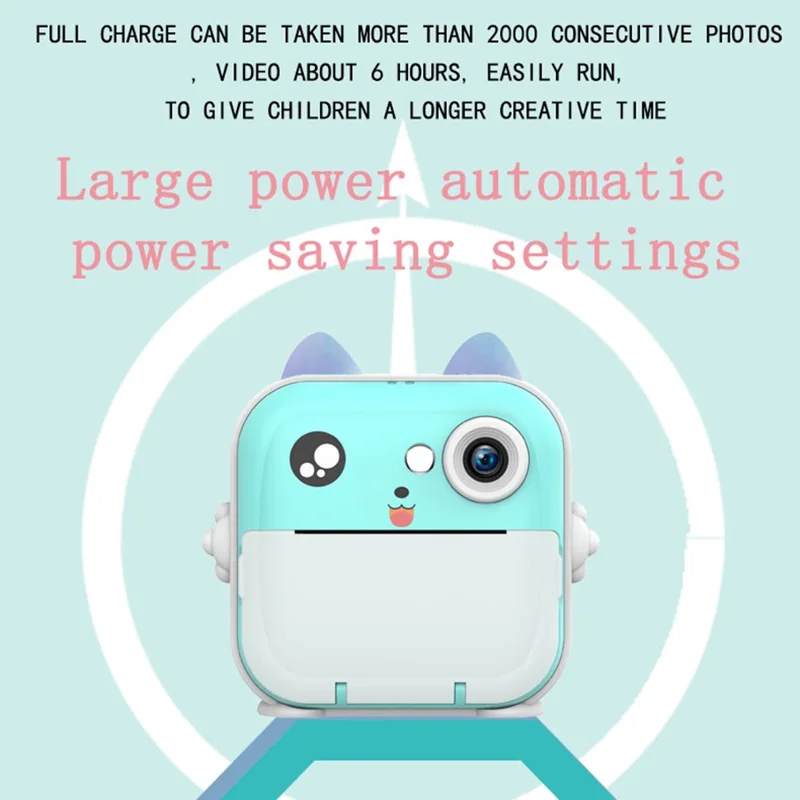 Q5 Portable HD Single-Lens Instant Camera Children Error Printer Camera with 32G Memory Card + Card Reader - Blue