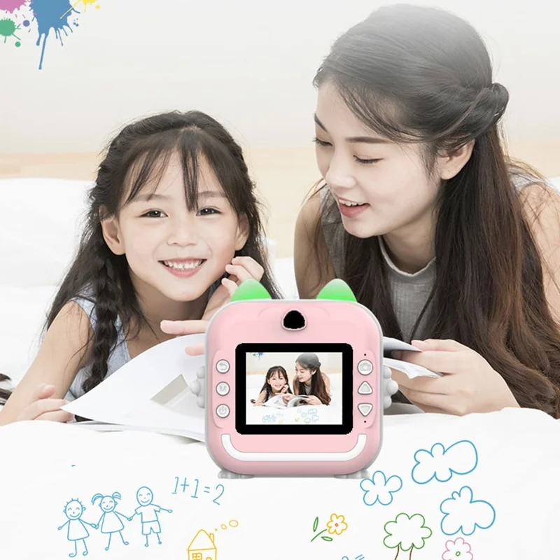 Q5 Portable HD Single-Lens Instant Camera Children Error Printer Camera with 32G Memory Card + Card Reader - Blue