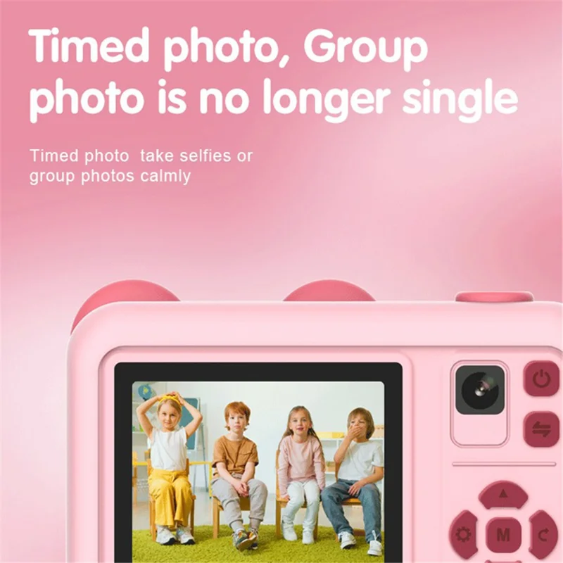 D32 2.0 Inch IPS Screen Dual Lens Mini Kids Camera Video Recorder with Tripod, with 32G Memory Card + Card Reader - Brown