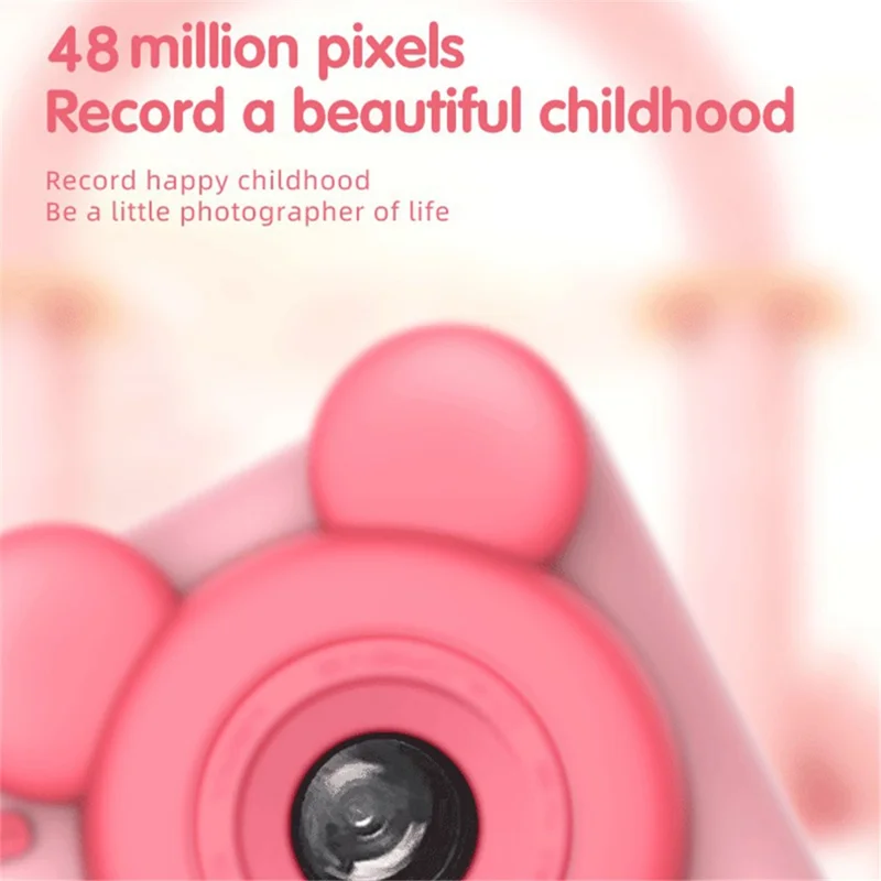 D32 2.0 Inch IPS Screen Dual Lens Mini Kids Camera Video Recorder with Tripod, with 32G Memory Card + Card Reader - Brown