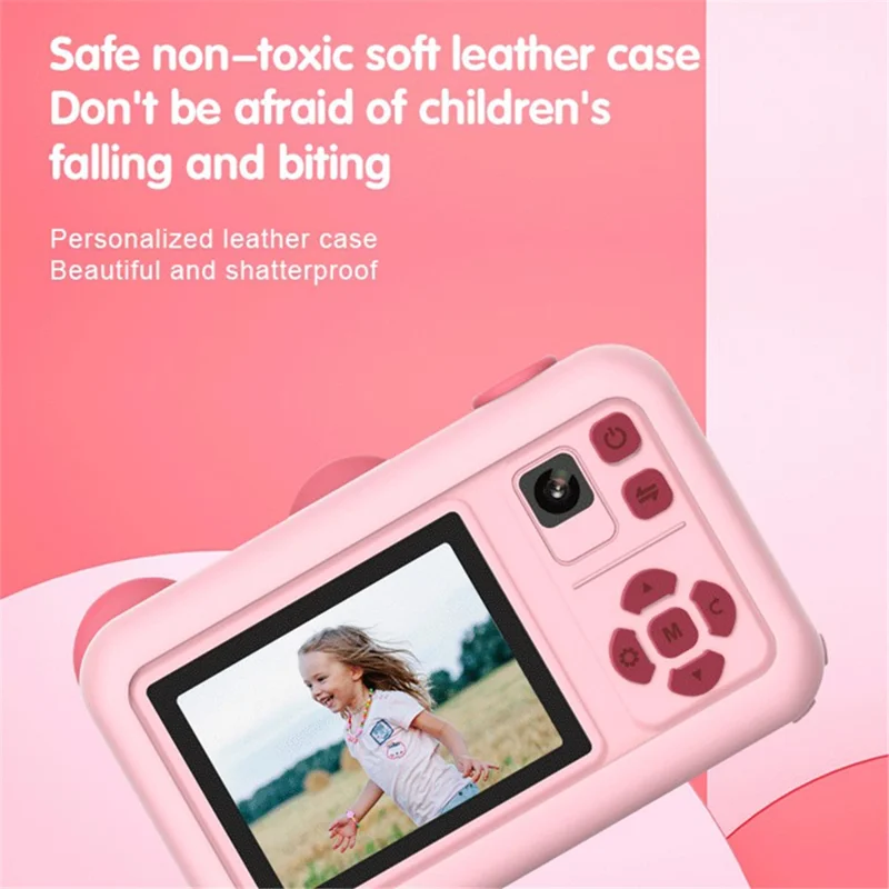 D32 2.0 Inch IPS Screen Dual Lens Mini Kids Camera Video Recorder with Tripod, with 32G Memory Card + Card Reader - Brown