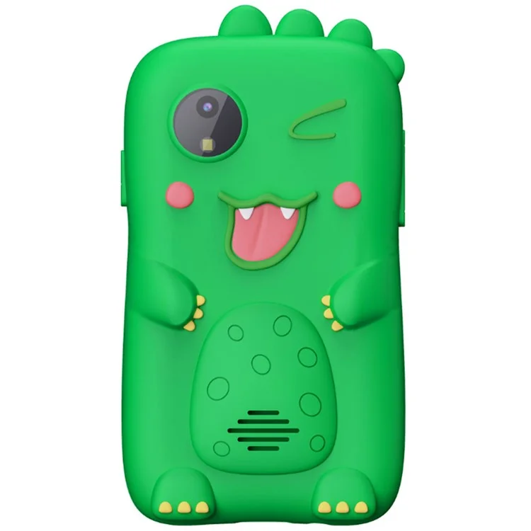 Z9 Teléfono de juguete para niños con pantalla IPS de 2,4 pulgadas HD, doble lente y diseño de dinosaurio verde, con tarjeta de memoria de 32 GB