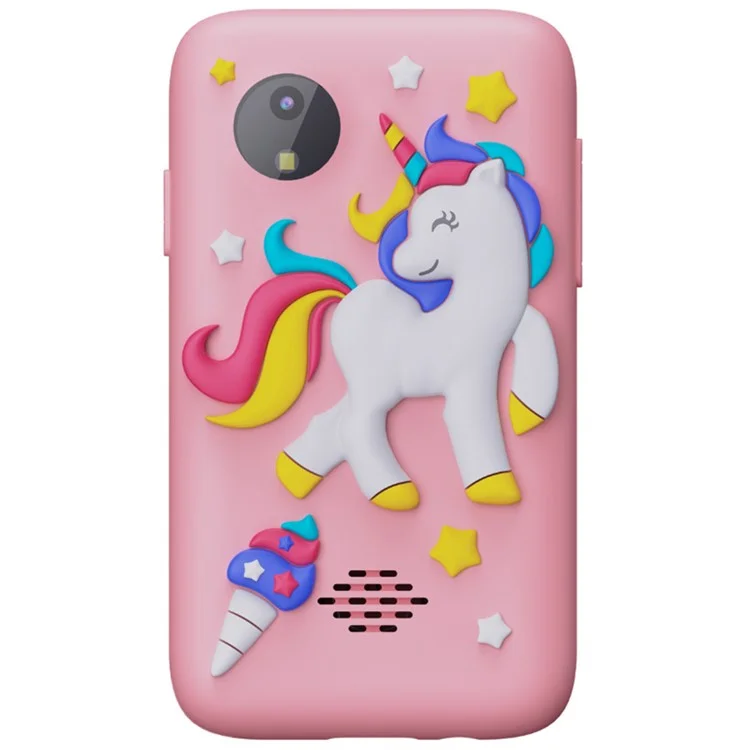 Z9 Teléfono de juguete para niños con pantalla IPS de 2,4 pulgadas HD, lentes duales y tarjeta de memoria de 32G - Unicornio rosa