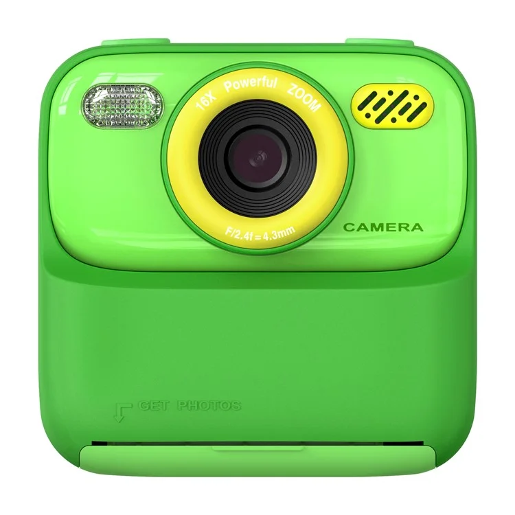Cámara instantánea para niños P79 Juego divertido HD 1080P Cámara de doble objetivo con tarjeta de memoria de 32GB - Verde