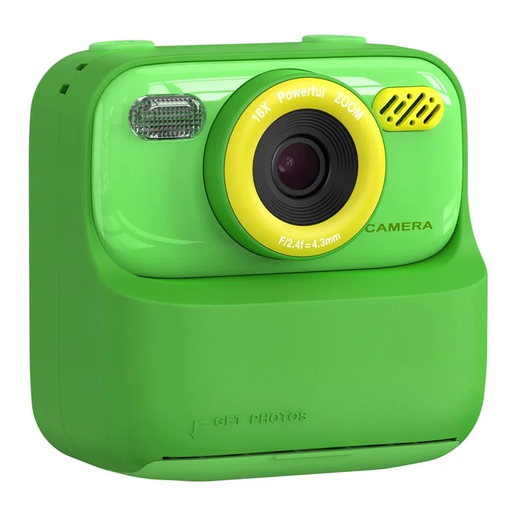 Cámara instantánea para niños P79 Juego divertido HD 1080P Cámara de doble objetivo con tarjeta de memoria de 32GB - Verde