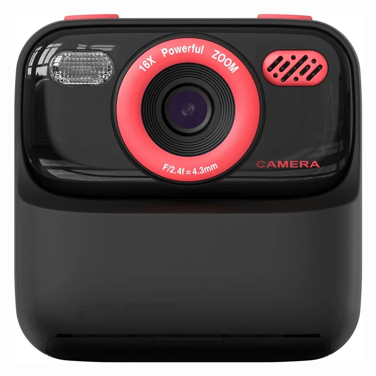 P79 Детская цифровая фотокамера для моментальной печати с играми HD 1080P с двойным объективом и 32 ГБ карточкой памяти - Черный / Розовый