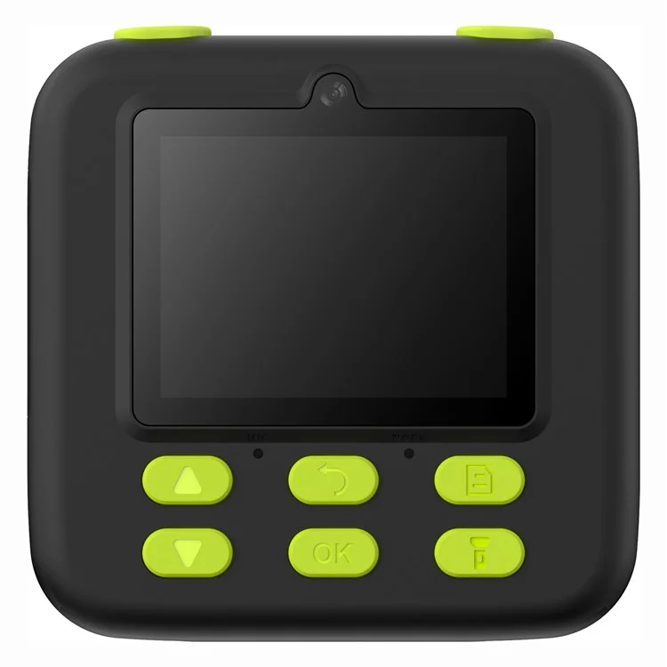 Cámara Digital Instantánea P79 para Niños con Juegos Divertidos, Doble Objetivo, HD 1080P y Tarjeta de Memoria de 32G - Negro / Verde