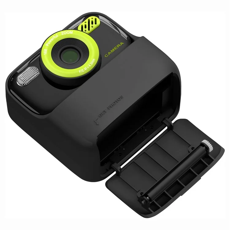 Cámara Digital Instantánea P79 para Niños con Juegos Divertidos, Doble Objetivo, HD 1080P y Tarjeta de Memoria de 32G - Negro / Verde
