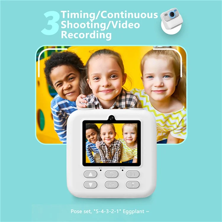 Cámara Digital Instantánea P79 para Niños con Juegos Divertidos, Doble Objetivo, HD 1080P y Tarjeta de Memoria de 32G - Negro / Verde