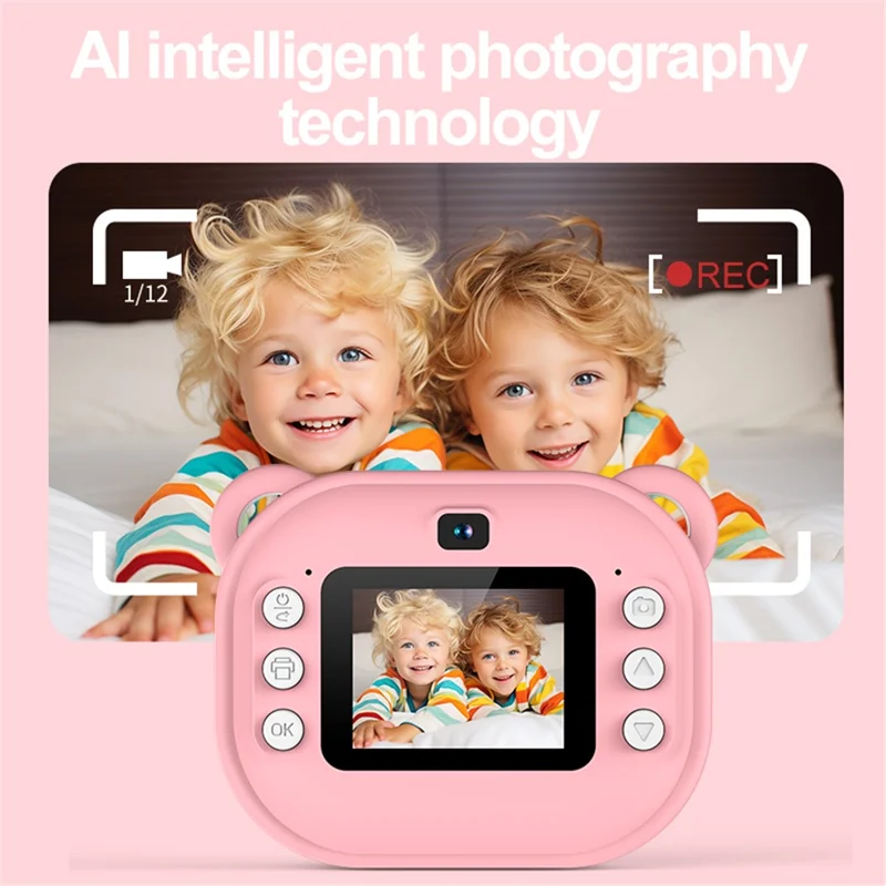 Y600 2.0-inch Screen Kids 24MP Instant Camera Thermal Printing Photo Printer with 32G TF Card + Card Reader - Blue