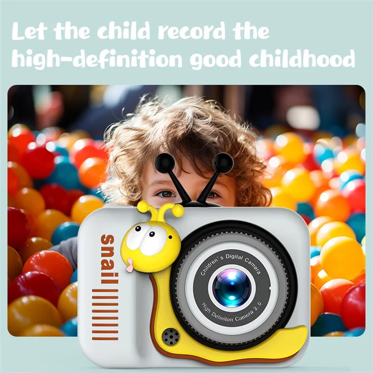 Q2 Kids Camera Toy Cartoon Snail Shaped Children Photo Video Recorder with 32G Memory Card - Grey