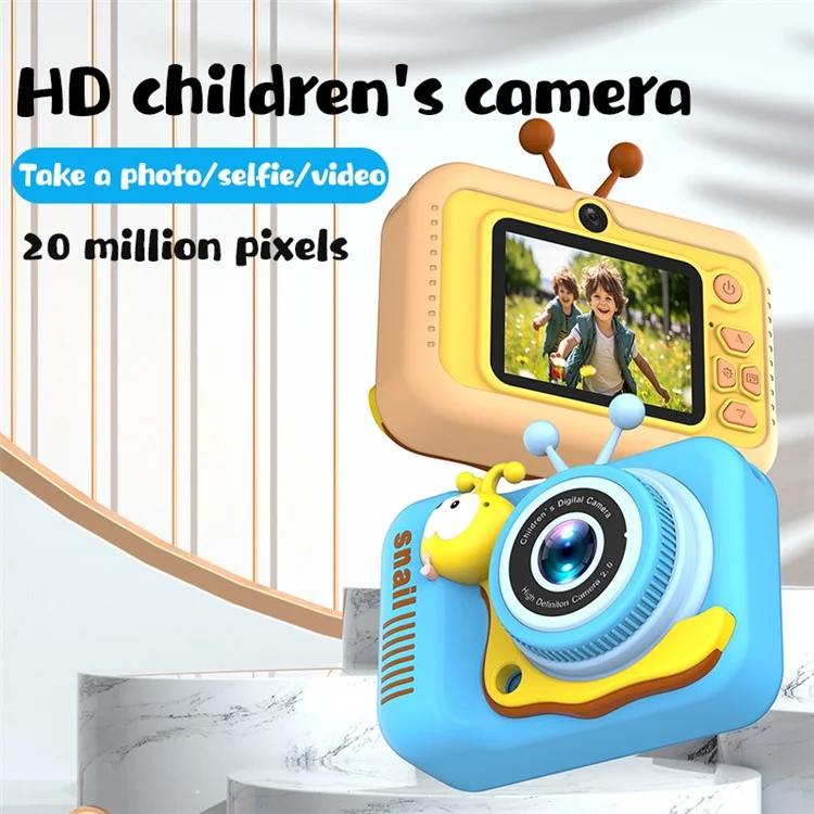 Q2 Kids Camera Toy Cartoon Snail Shaped Children Photo Video Recorder with 32G Memory Card - Grey