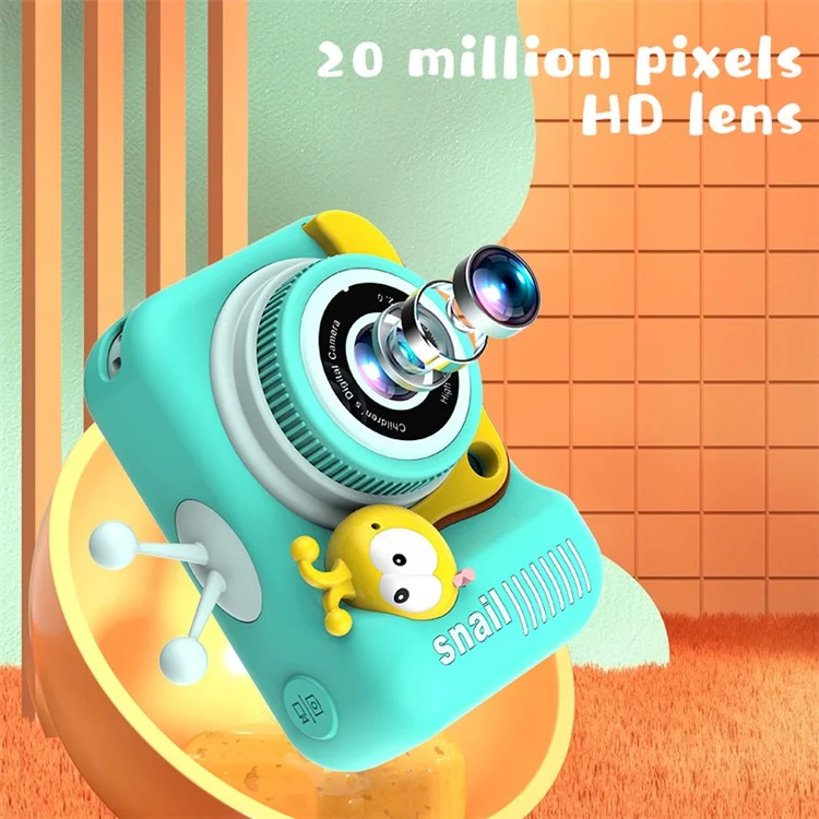 Q2 Kids Camera Toy Cartoon Snail Shaped Children Photo Video Recorder with 32G Memory Card - Grey