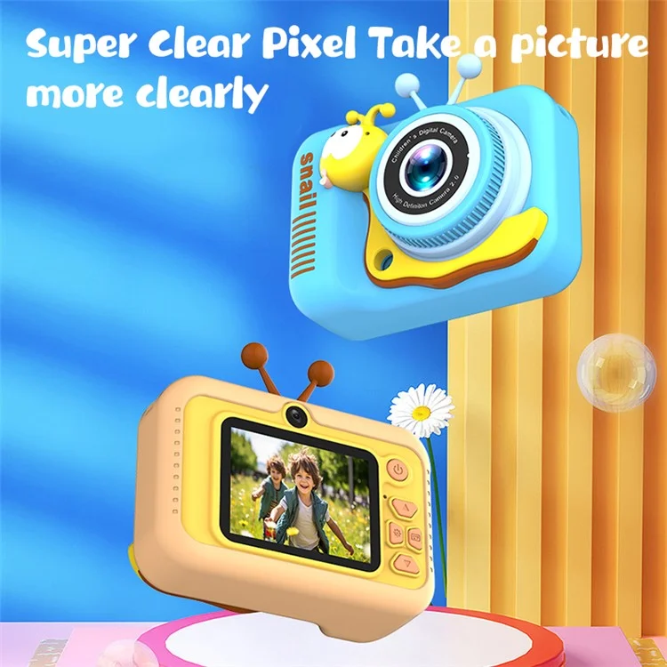 Q2 Kids Camera Toy Cartoon Snail Shaped Children Photo Video Recorder with 32G Memory Card - Grey