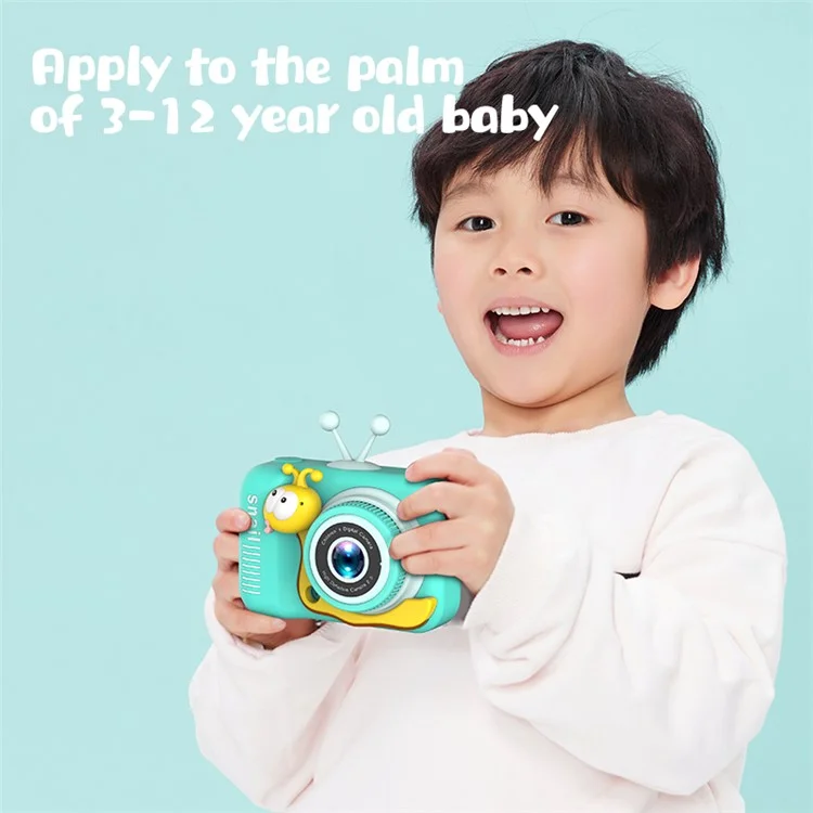 Q2 Kids Camera Toy Cartoon Snail Shaped Children Photo Video Recorder with 32G Memory Card - Grey