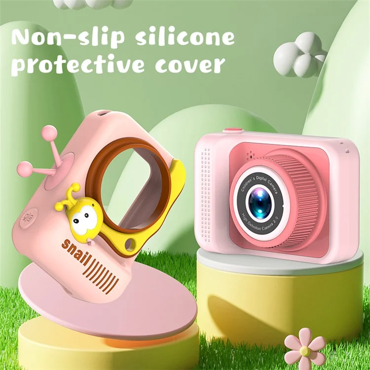 Q2 Kids Camera Toy Cartoon Snail Shaped Children Photo Video Recorder with 32G Memory Card - Grey