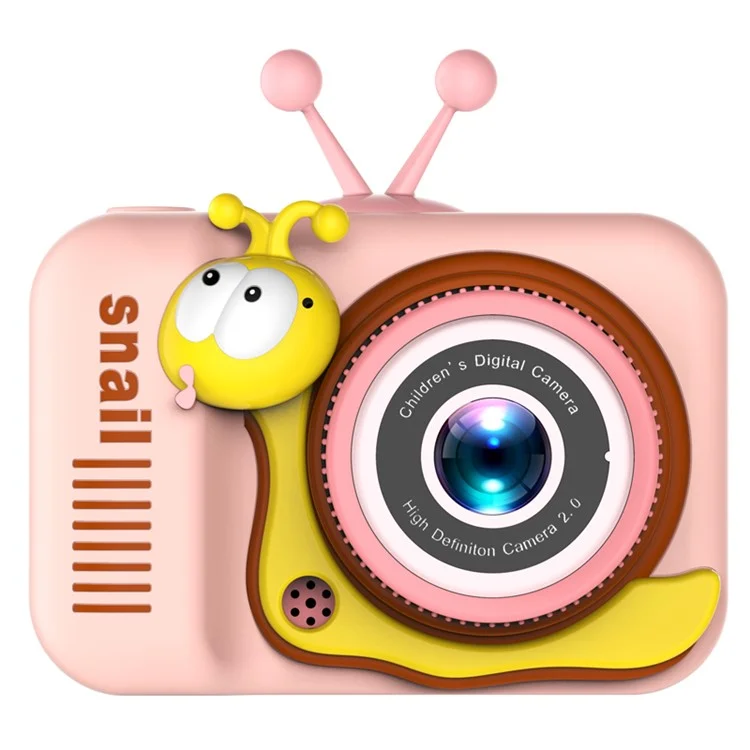Q2 Kids Camera Toy Cartoon Snail Shaped Children Photo Video Recorder with 32G Memory Card - Pink