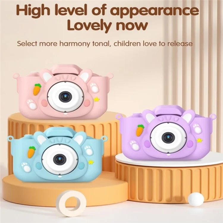 x11s Cartoon Rabbit Shaped Kids Camera Toy Children Photo Video Recorder with 32G Memory Card - Blau