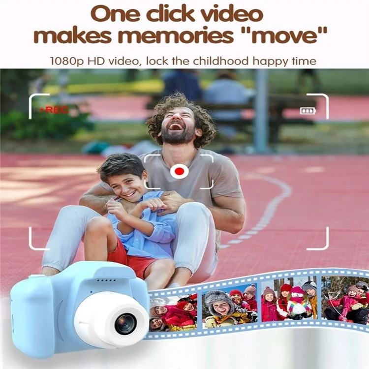 x11s Cartoon Rabbit Shaped Kids Camera Toy Children Photo Video Recorder with 32G Memory Card - Blau