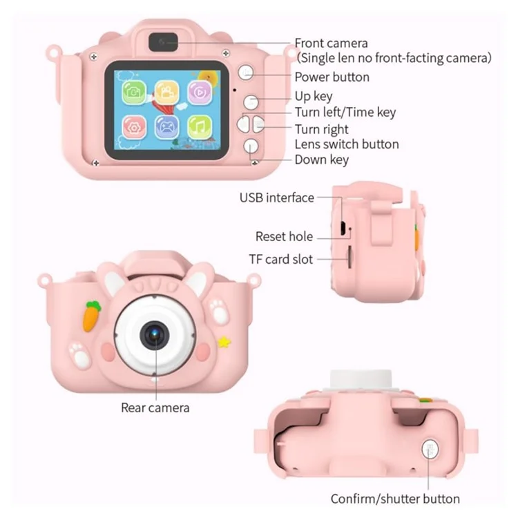 x11s Cartoon Rabbit Shaped Kids Camera Toy Children Photo Video Recorder with 32G Memory Card - Blau