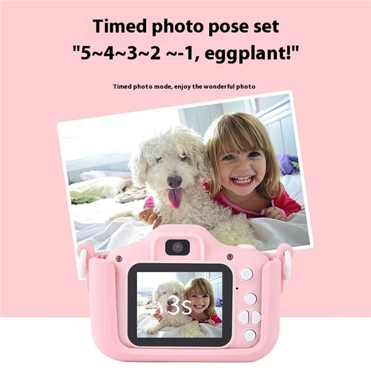 Y20 Cartoon Children Camera Kids Educational Toy Birthday Gift for Kids Toddlers - Pink